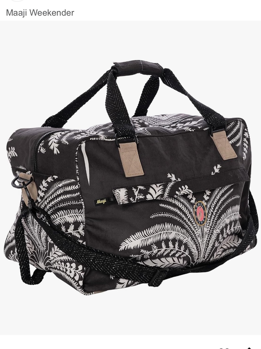 Maaji Black and White Tropical Leaf Weekender